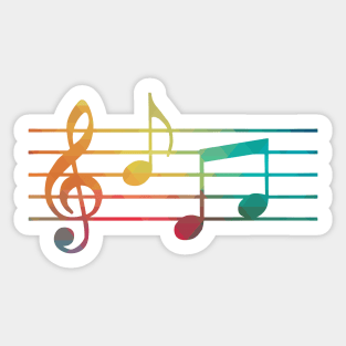 Rainbow color musical notes silhouette Sticker
